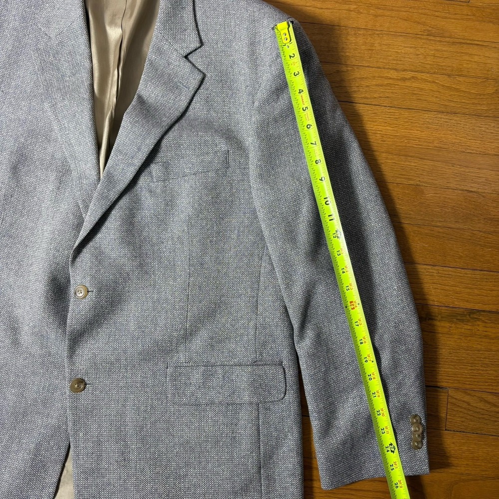 Lands' End Men's 46L Gray Beige Silk Wool Blend Single Vent Two Button Blazer - Picture 10 of 12